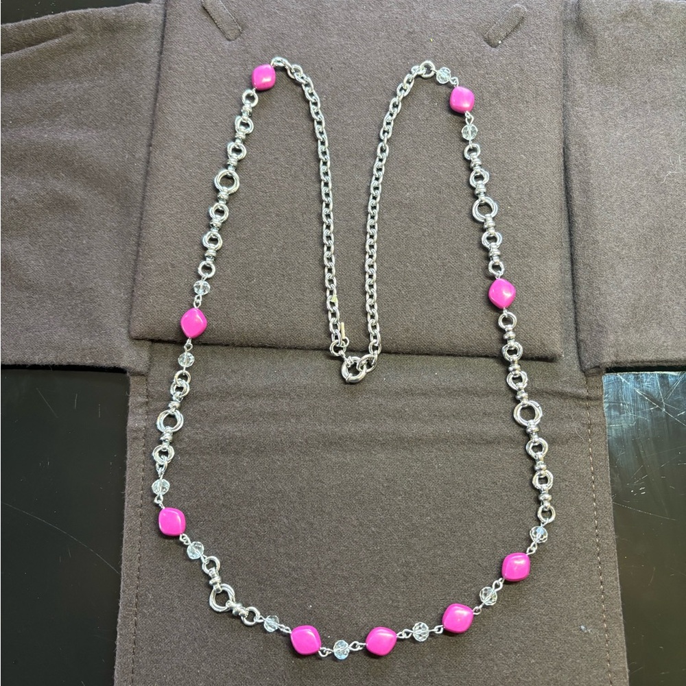 Pink Beaded Long Necklace